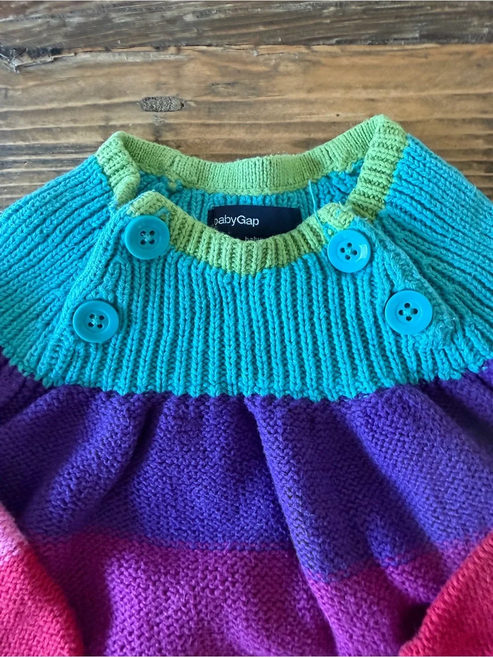 babyGAP Colorblock Knit Baby Dress with Buttons 6-12 MONTHS